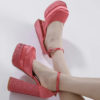 Platform Satin Pumps Sandals in pink