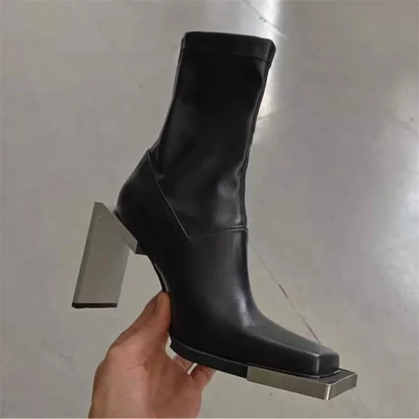 Patent Leather Metal Heel Boots