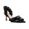 Pleated Ankle Strap Sandals in Black