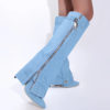 Denim Knee High Lock Boots