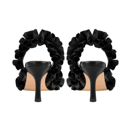 Pleated Ankle Strap Sandals in Black