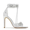 Zip Tassel Open Toe Sandals in silver