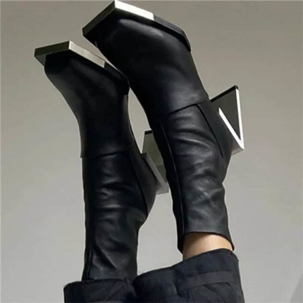 Patent Leather Metal Heel Boots