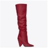 Leather Pleated Conical Heel Over The Knee Boots