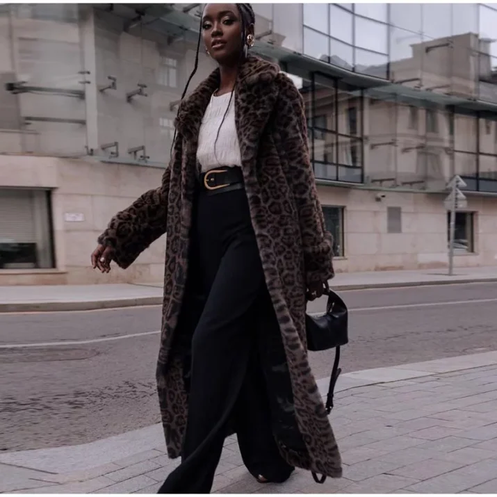 Faux Fur Belted Midi Coat - Image 9