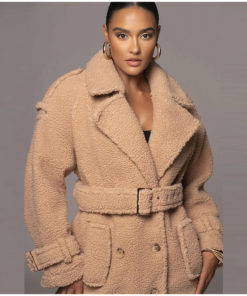 Mid-Length Teddy Borg Belted Coat