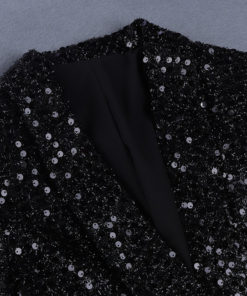 Sequined Double Breast Blazer Dress in Black