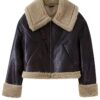 Oversized Collar Cropped Aviator Jacket