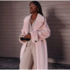 Faux Fur Belted Midi Coat in Pink