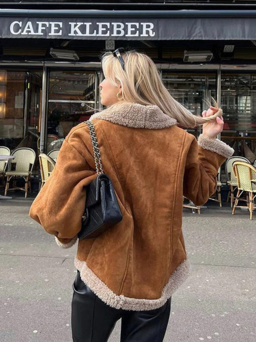 Teddy Oversized Borg Faux Suede Jacket