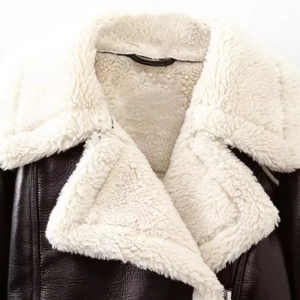 Black Borg Lined Faux Leather Cropped Aviator