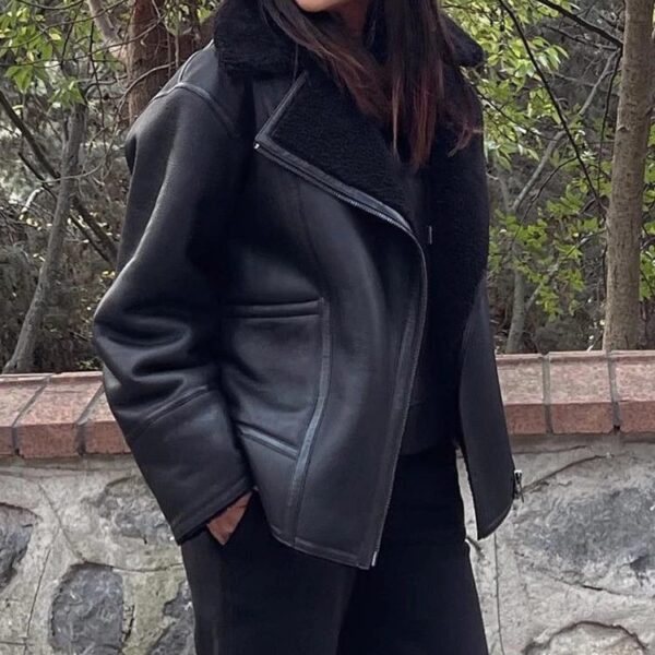 Black Shearling Leather Jacket