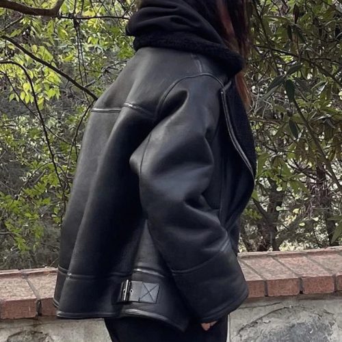 Black Shearling Leather Jacket