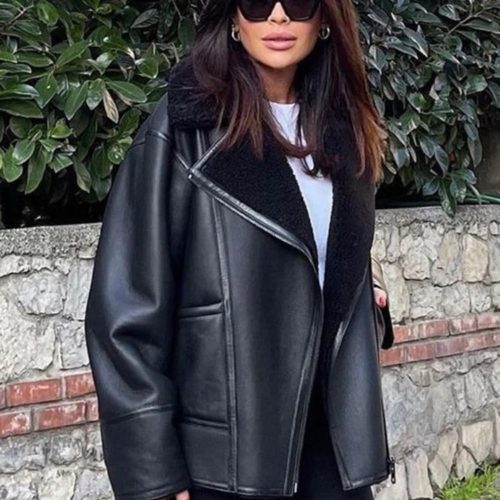 Black Shearling Leather Jacket