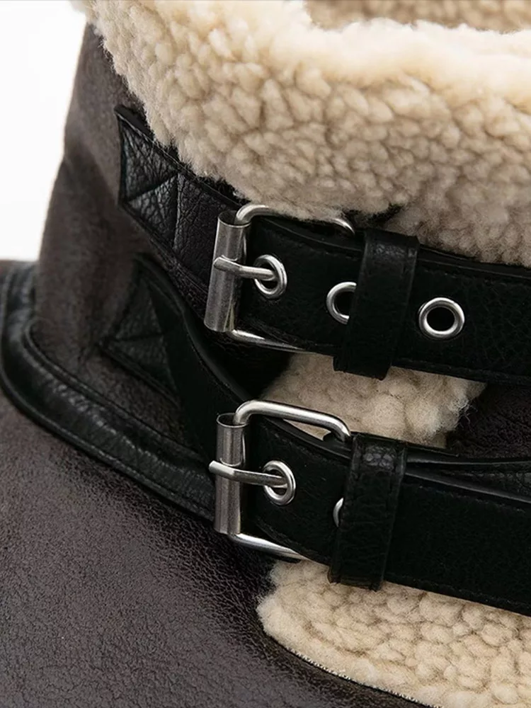 Contrast Collar Aviator Jacket in Brown