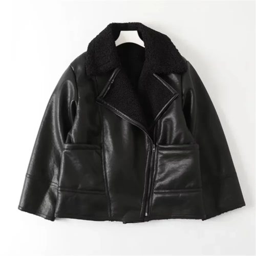 Black Shearling Leather Jacket