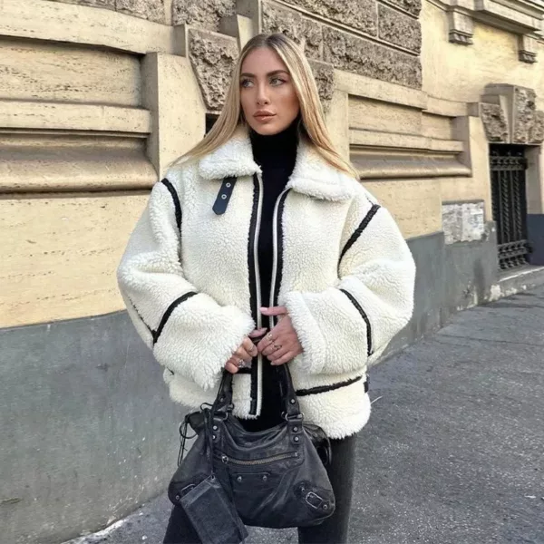 Teddy Contrast PU Jacket