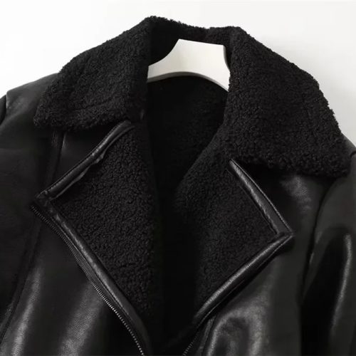 Black Shearling Leather Jacket