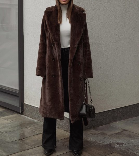 Longline Oversized Teddy Borg Belted Coat