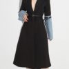 Denim Sleeve Belted Coat