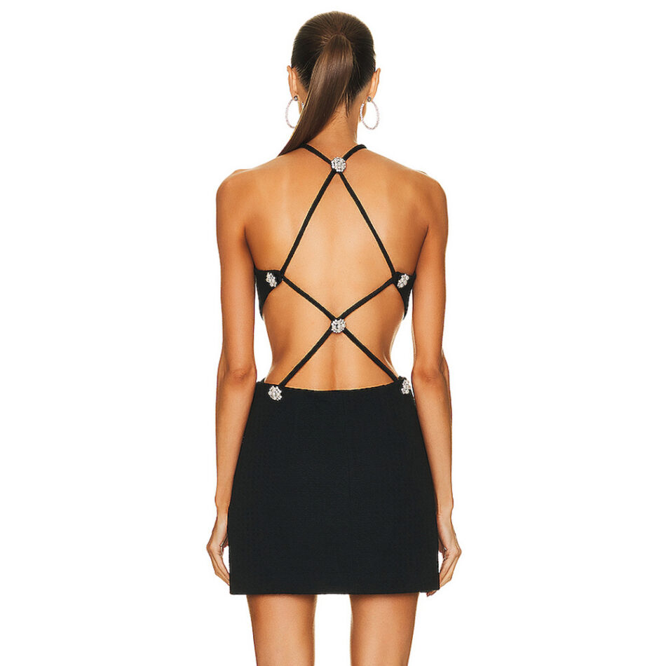 Sleek Asymmetrical Hemline Black Cocktail Dress