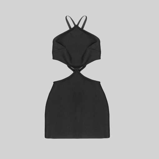 Sleek Asymmetrical Hemline Black Cocktail Dress