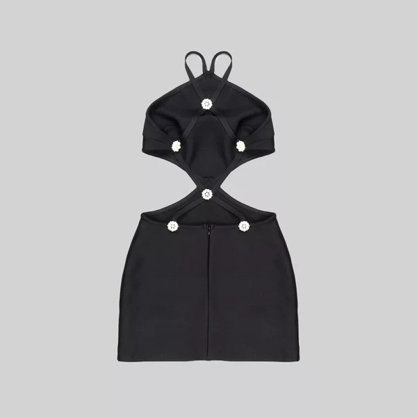 Sleek Asymmetrical Hemline Black Cocktail Dress