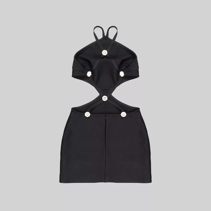 Sleek Asymmetrical Hemline Black Cocktail Dress