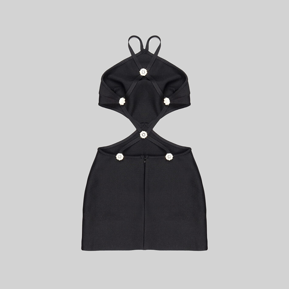 Sleek Asymmetrical Hemline Black Cocktail Dress