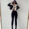 Borg Lined Faux Leather Cropped Aviator