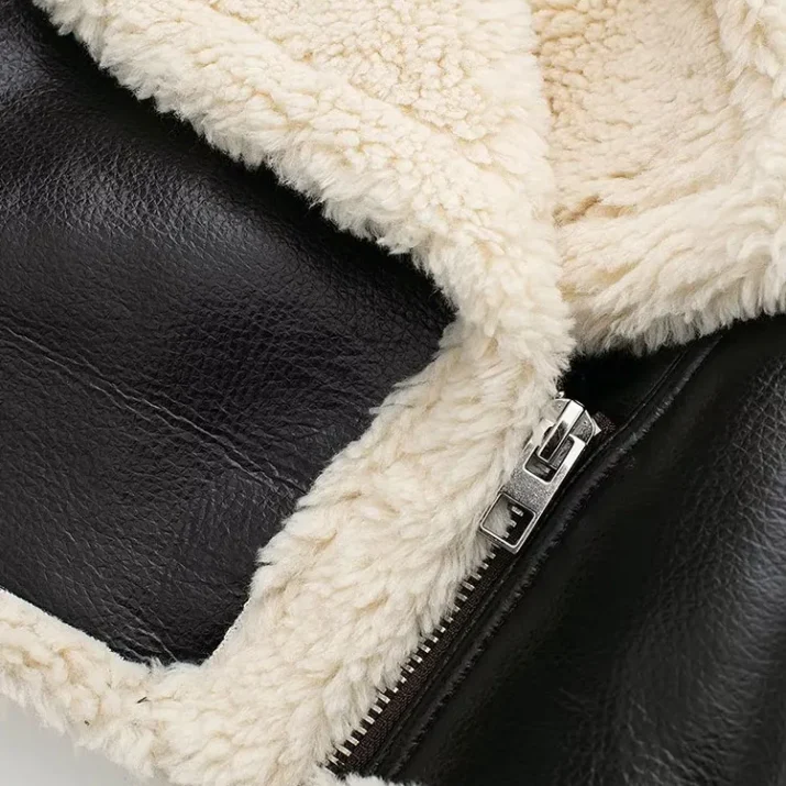Borg Lined Faux Leather Cropped Aviator - Image 20