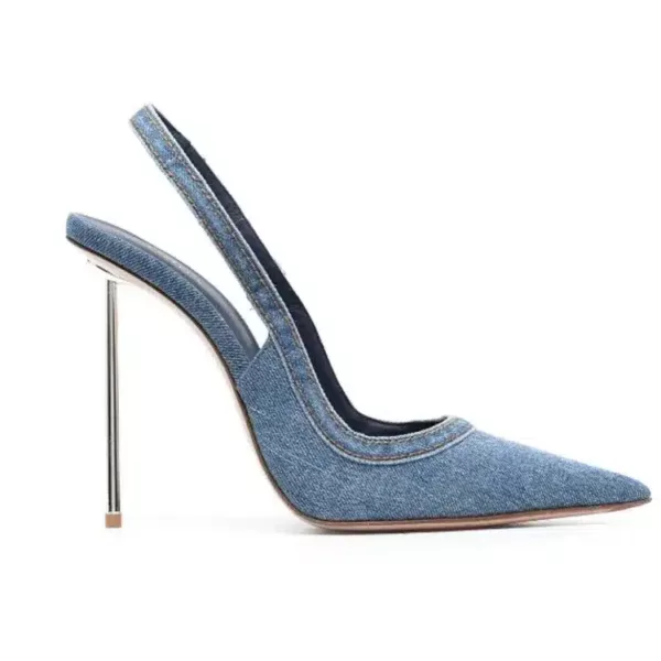 Pointed Toe Slingback Thin Metal Heels