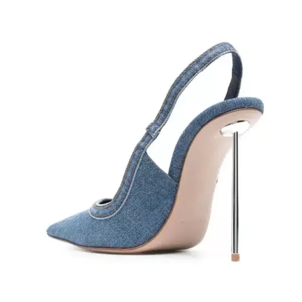 Pointed Toe Slingback Thin Metal Heels