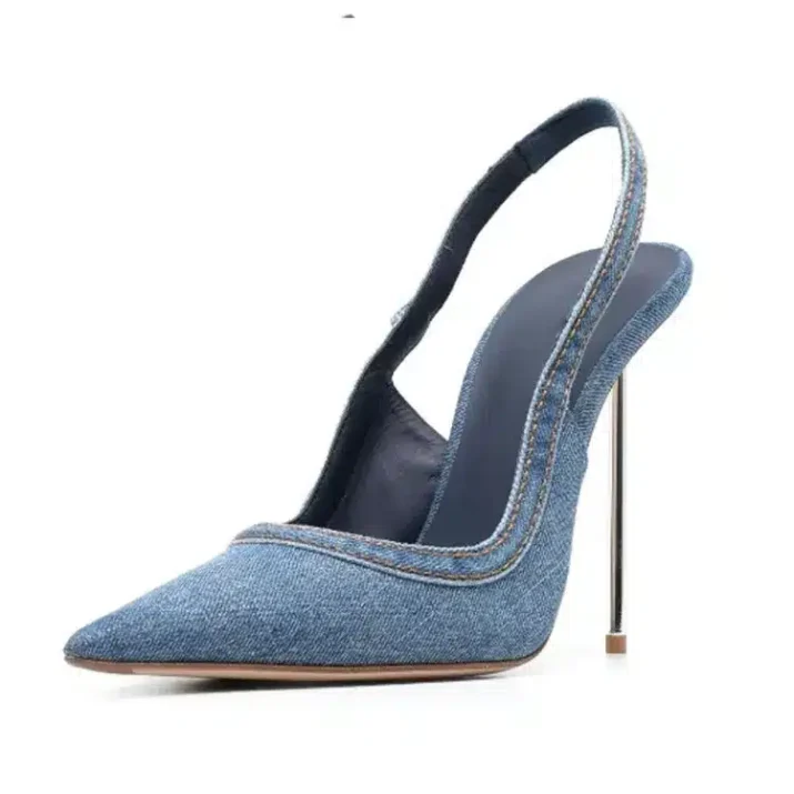 Pointed Toe Slingback Thin Metal Heels