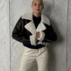 Borg Lined Faux Leather Cropped Aviator