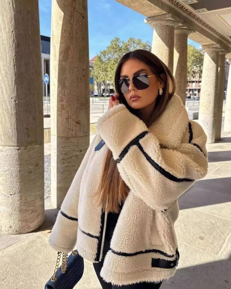 Teddy Contrast PU Jacket