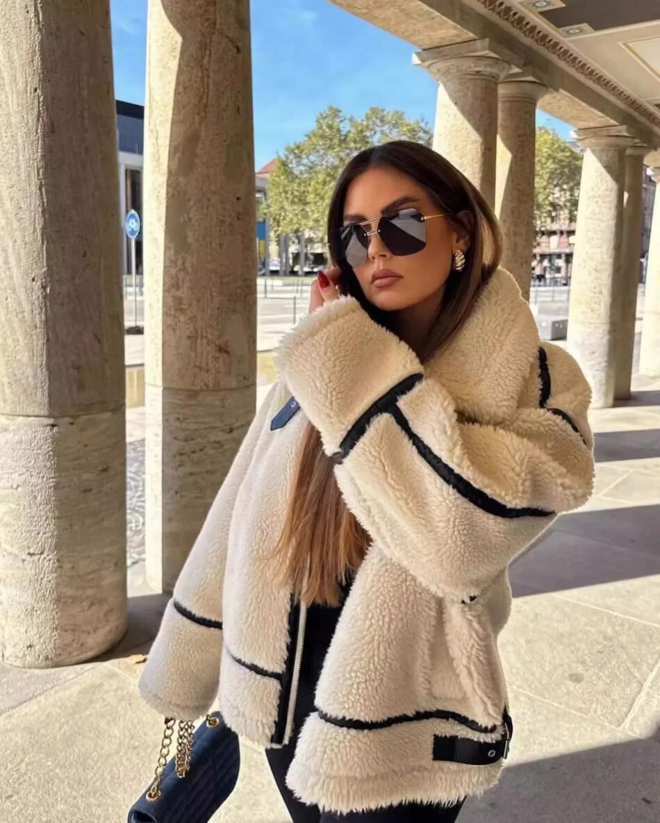 Teddy Contrast PU Jacket