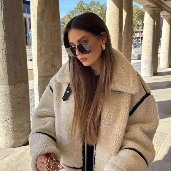 Teddy Contrast PU Jacket