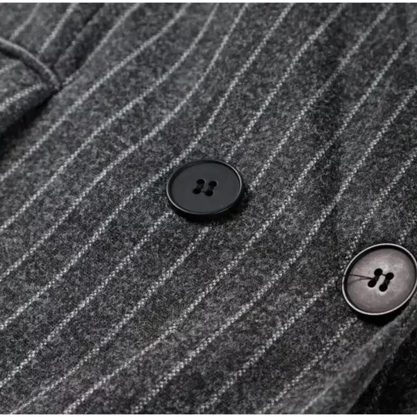 Striped Notched Long Coat