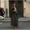 Striped Notched Long Coat
