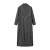 Striped Notched Long Coat
