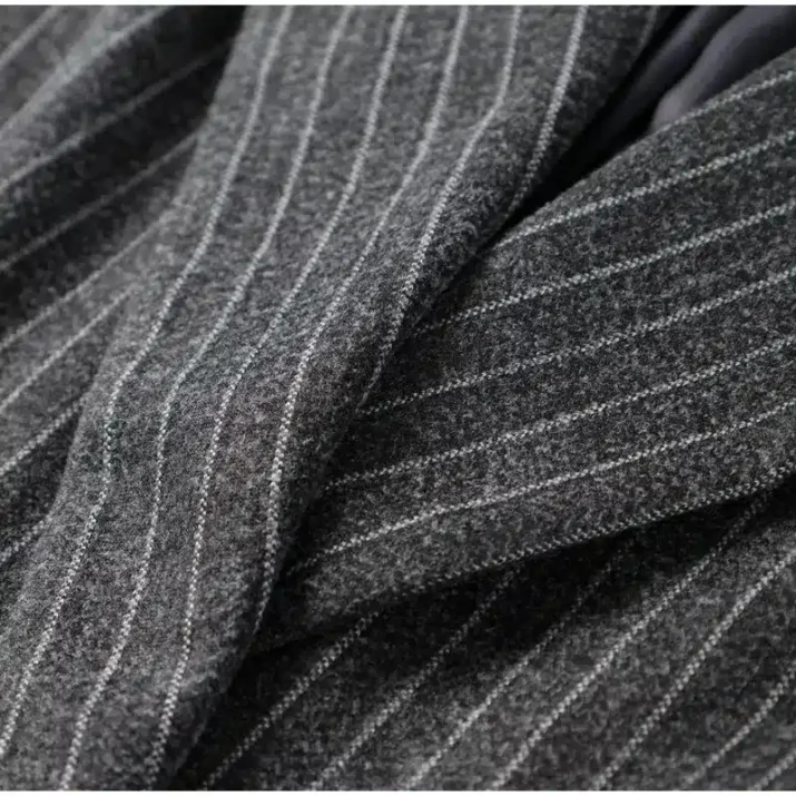 Striped Notched Long Coat