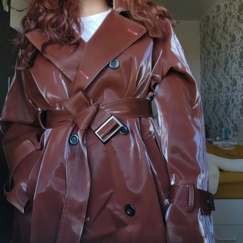 Shiny Patent Leather Trench Coat