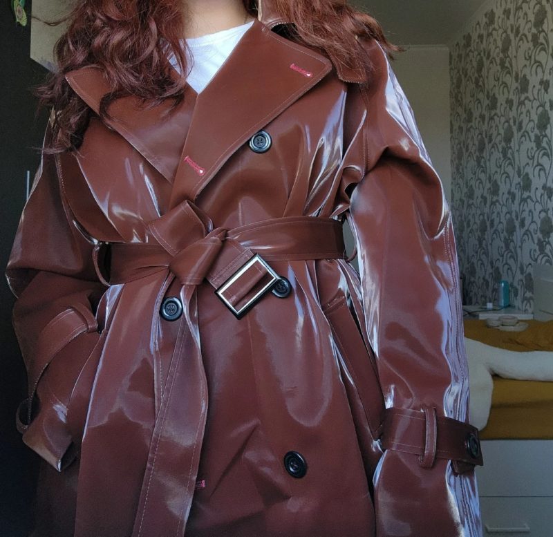 Shiny Patent Leather Trench Coat