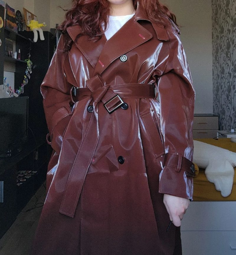 Shiny Patent Leather Trench Coat