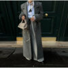 Gray Padded Shoulder Wool Coat