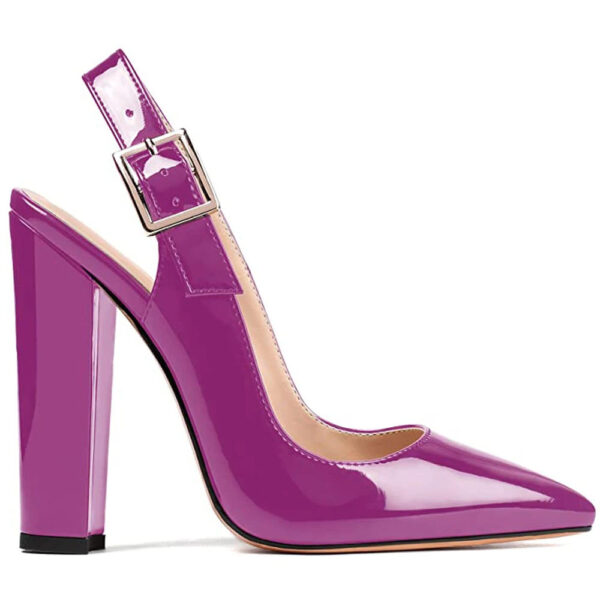 Square Heel Slingback Pumps in purple