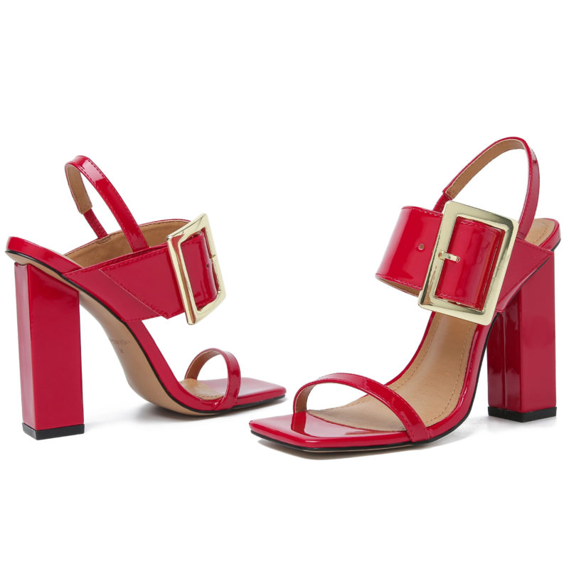 Bold High-Gloss Strappy Sandals