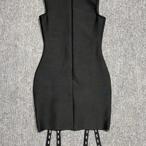 Sleeveless Square Neck Mini Black Dress