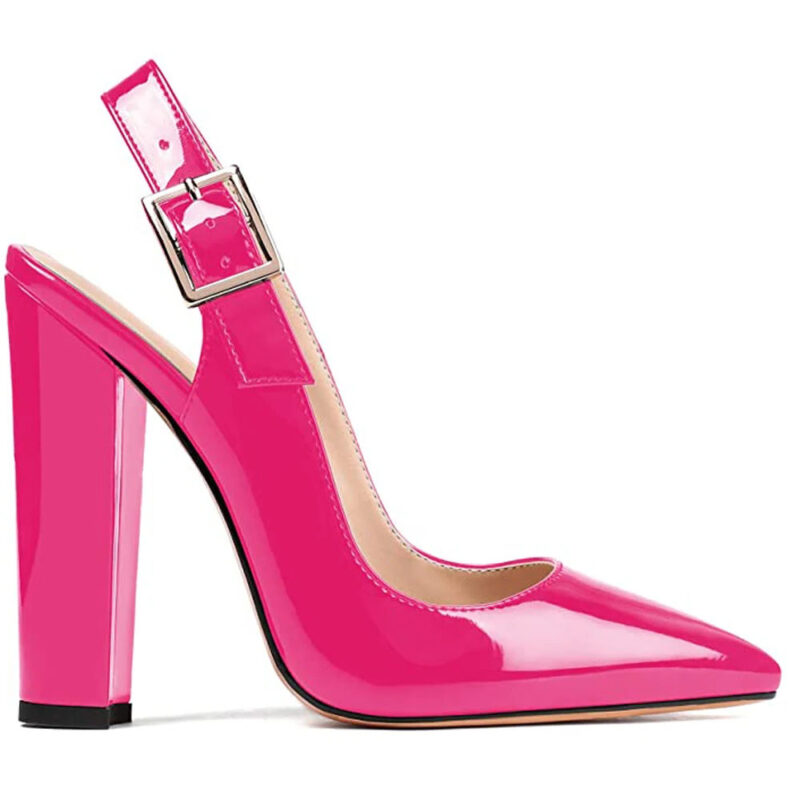 Square Heel Slingback Pumps in pink